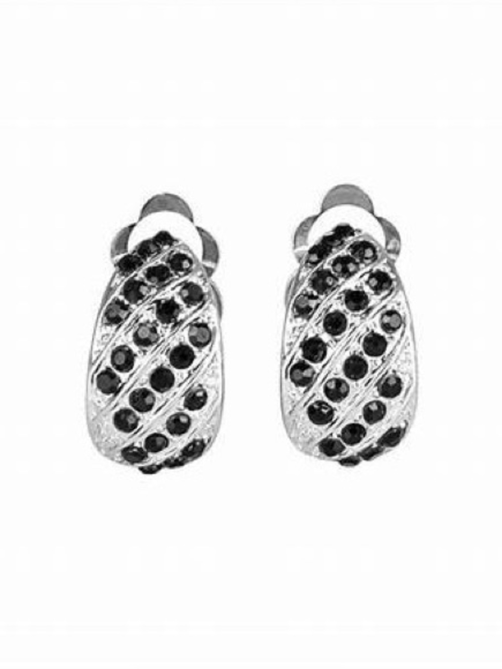 ❣️Silver and black rhinestone clip on earrings.❣️*